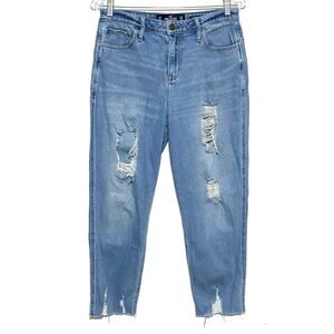 Hollister Ultra High Rise Mom Jeans Vintage Stretch 11R 30x27 Distressed Ripped